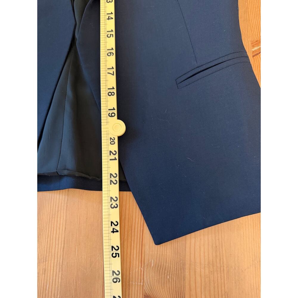 Theory Lanai Virgin Wool Blend Open Front Blazer Navy Women's Size 10 - Picture 7 of 9